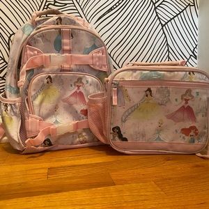 Princess backpack and cold pack lunch box